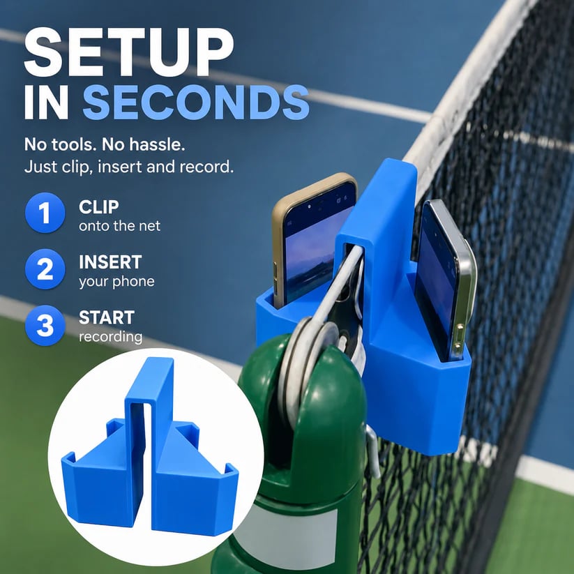 Dual‐Sided Tennis Net Phone Mount