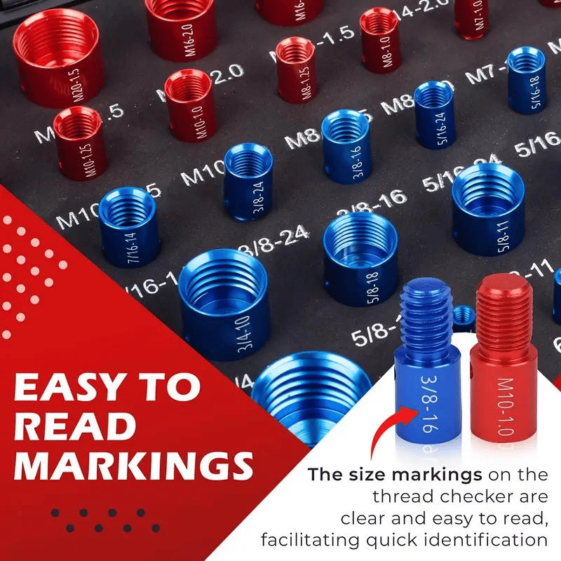 🔥 HOT SALE 🔥🔥44Pcs Alloy Nut and Bolt Thread Inspector Charge🔩