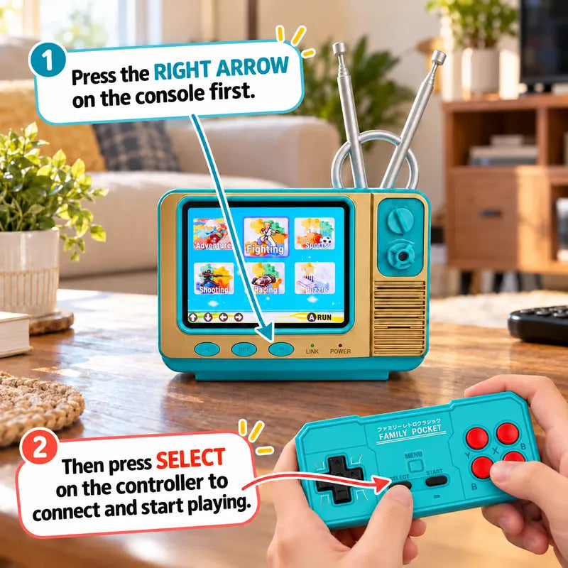 🎮🔥GV300 Retro Mini TV Gaming Console – 2.8' IPS Screen, 308 Classic Games & Wireless Controller