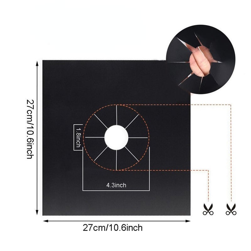🥘 Reusable Gas Stove Burner Liners – 10.6 x 10.6 in | Heat-Resistant Cooktop Protector Mats | Set of 4 | ♻️