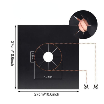 🥘 Reusable Gas Stove Burner Liners – 10.6 x 10.6 in | Heat-Resistant Cooktop Protector Mats | Set of 4 | ♻️