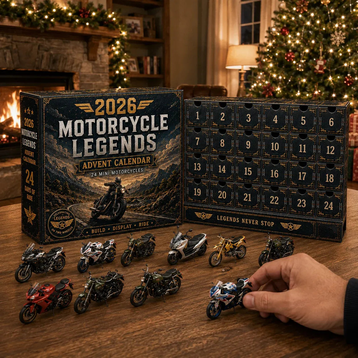 🔥🎁2026 Motorcycle Legends Advent Calendar – 24 Days, 24 Mini Motorcycles, 24 Legendary Rides