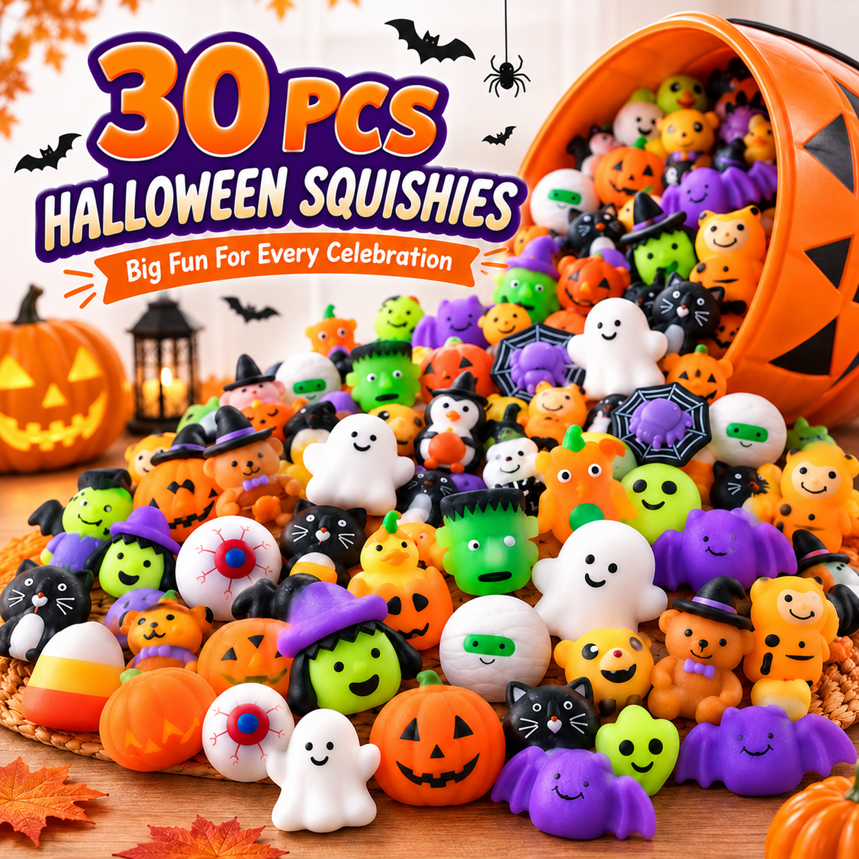 🎃Halloween Mochi Squishy Toys – Cute Sensory Party Favors & Goodie Bag Fillers