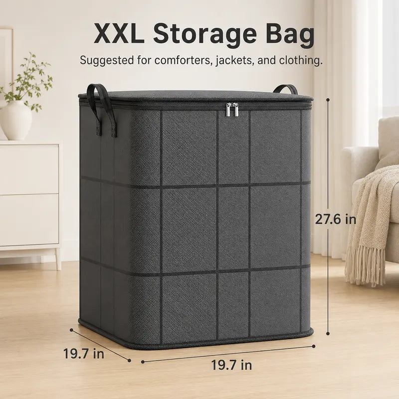 Spacious Foldable Fabric Zippered Storage Bin for Moving & Bedroom Closet📦