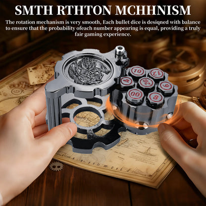 7PCS Metal Revolver Dice Set - Bullet-Design Polyhedral Game Pieces with Industrial Look, Premium Accessory for Tabletop Play RPG Games, Gift for Players