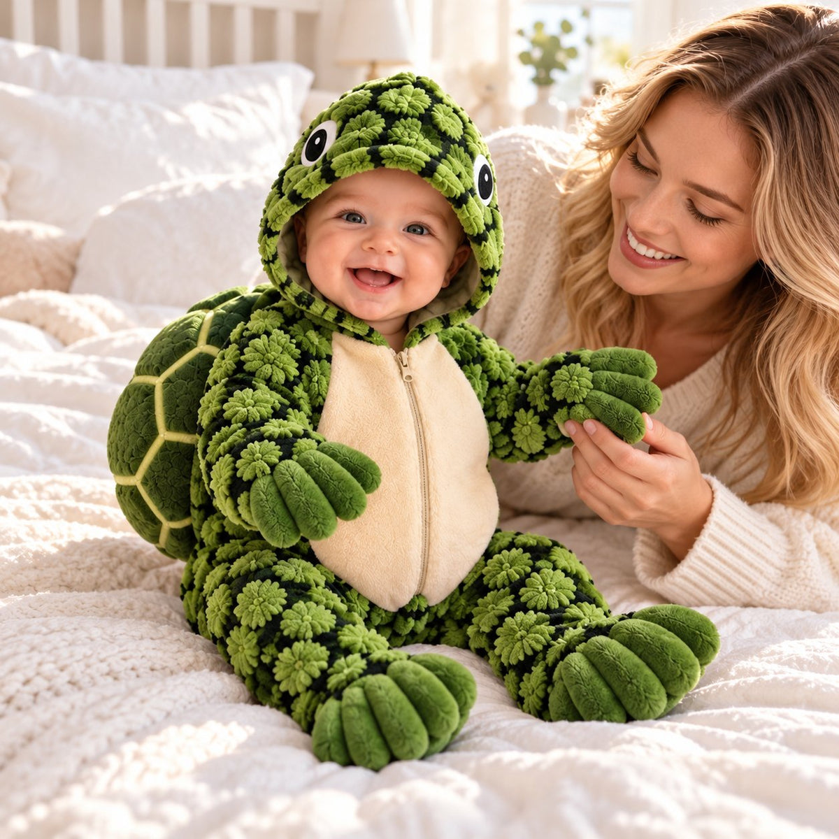 Little Turtle Plush 3D Shell Baby Onesie 🐢