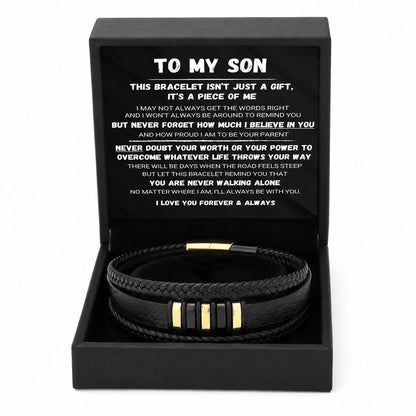 To My Son — Never Walk Alone Braided Bracelet Set 🖤