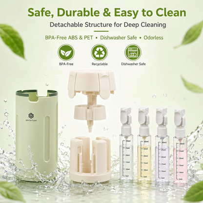 Travel Smart with 4-in-1 – Compact Leak-Proof Refillable Toiletry Dispenser