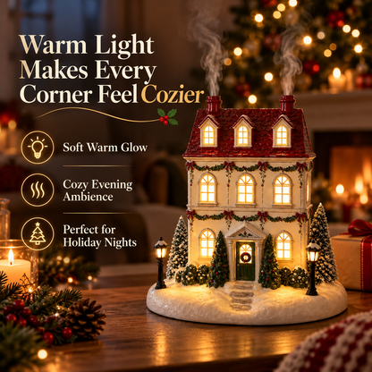 🏠 Christmas House Aroma Diffuser – Gentle Mist & Glowing Windows