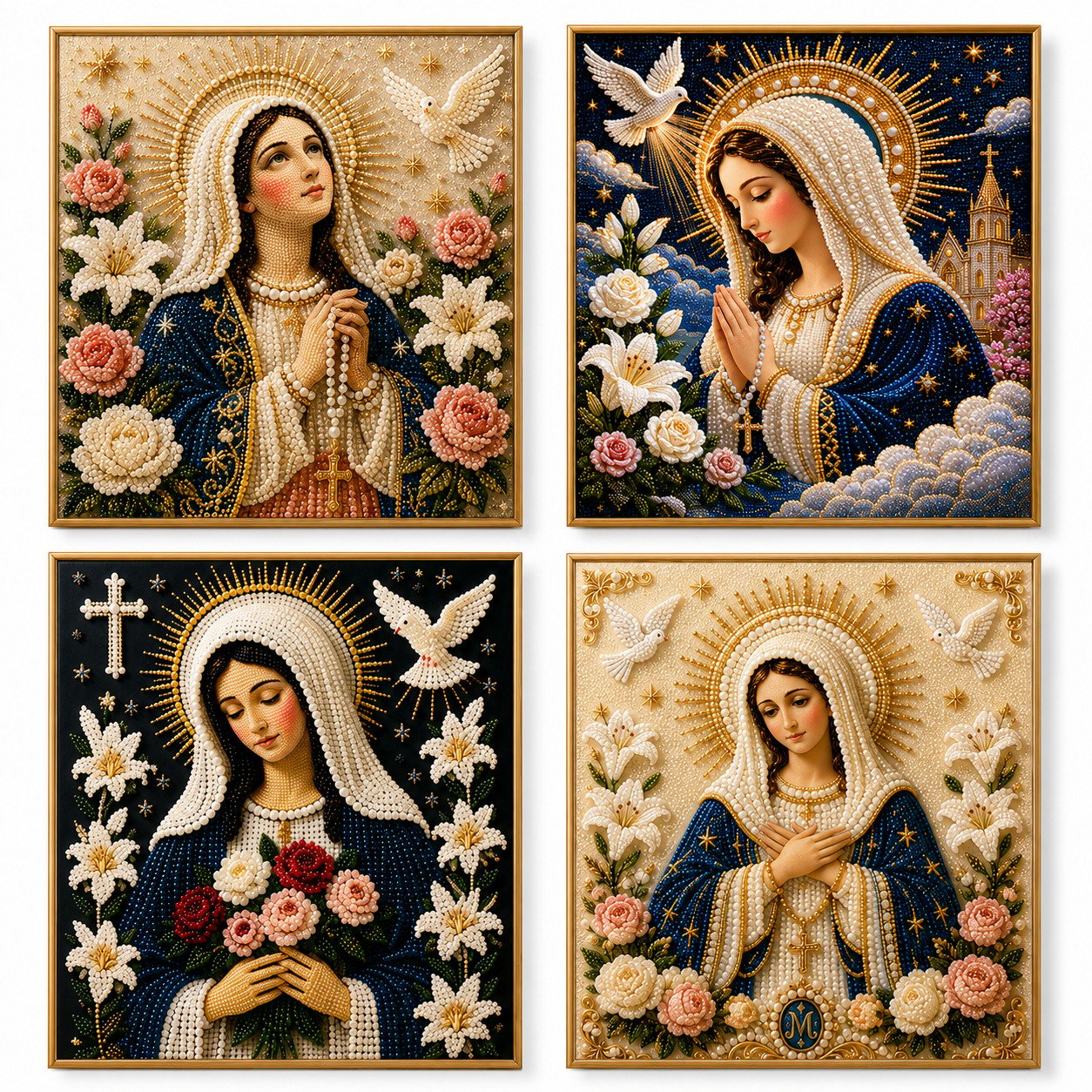 🎉🙏 Divine Pearl Bead Virgin Mary Icon – A Peaceful DIY Faith Art Gift ✨