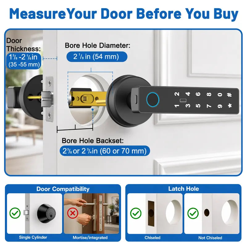 🔥Last Day Limited To 20 Units！⚡⏰🔒 Smart Fingerprint Door Lock – Keyless App-Controlled Handle