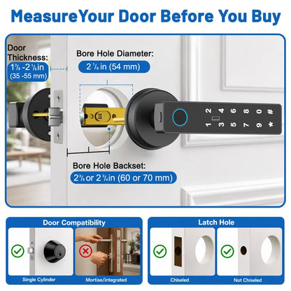 🔥Last Day Limited To 20 Units！⚡⏰🔒 Smart Fingerprint Door Lock – Keyless App-Controlled Handle