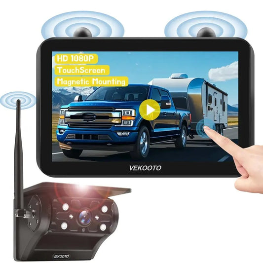 Magnetic Solar Wireless Backup Camera | 7" HD IPS Touchscreen Monitor | 7800mAh Battery | IP69 Waterproof | IR Night Vision | Wireless Auto Sync | Plug & Play
