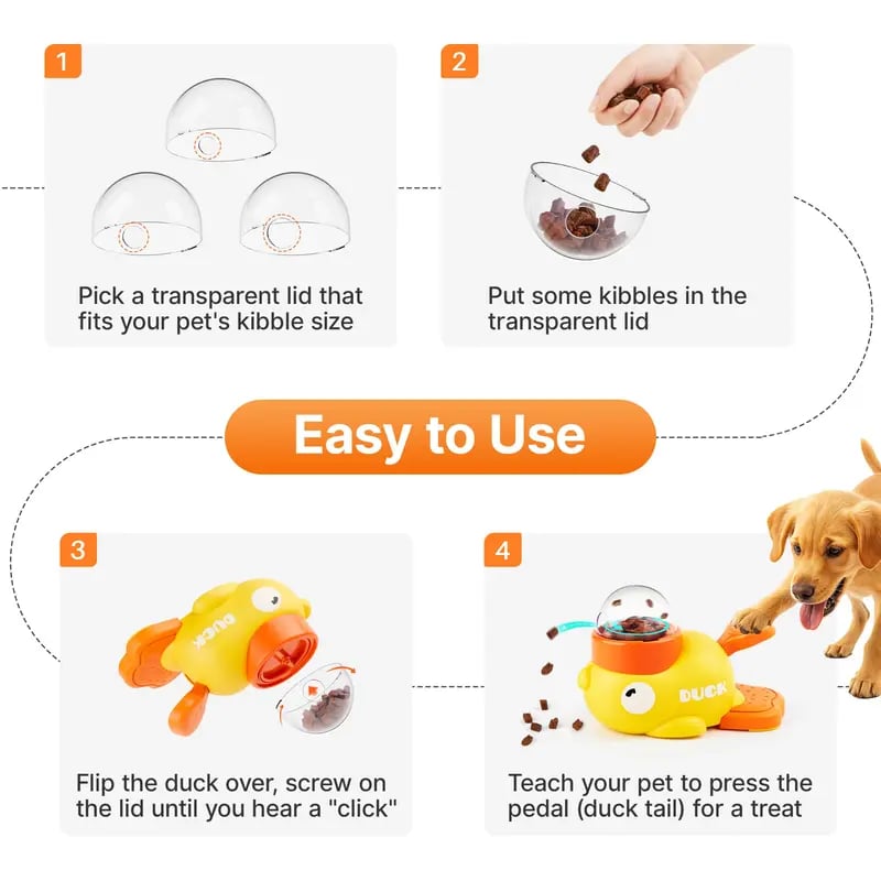 🐈 Duck Paw Press Treat Dispenser | Interactive IQ Puzzle Feeder for Cats & Small Dogs