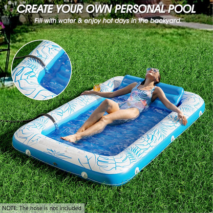 🌊 Inflatable Tanning Pool Float | 5‐in‐1 Lounger with Pillow, Cup Holder & Rope for Water/Beach ☀️