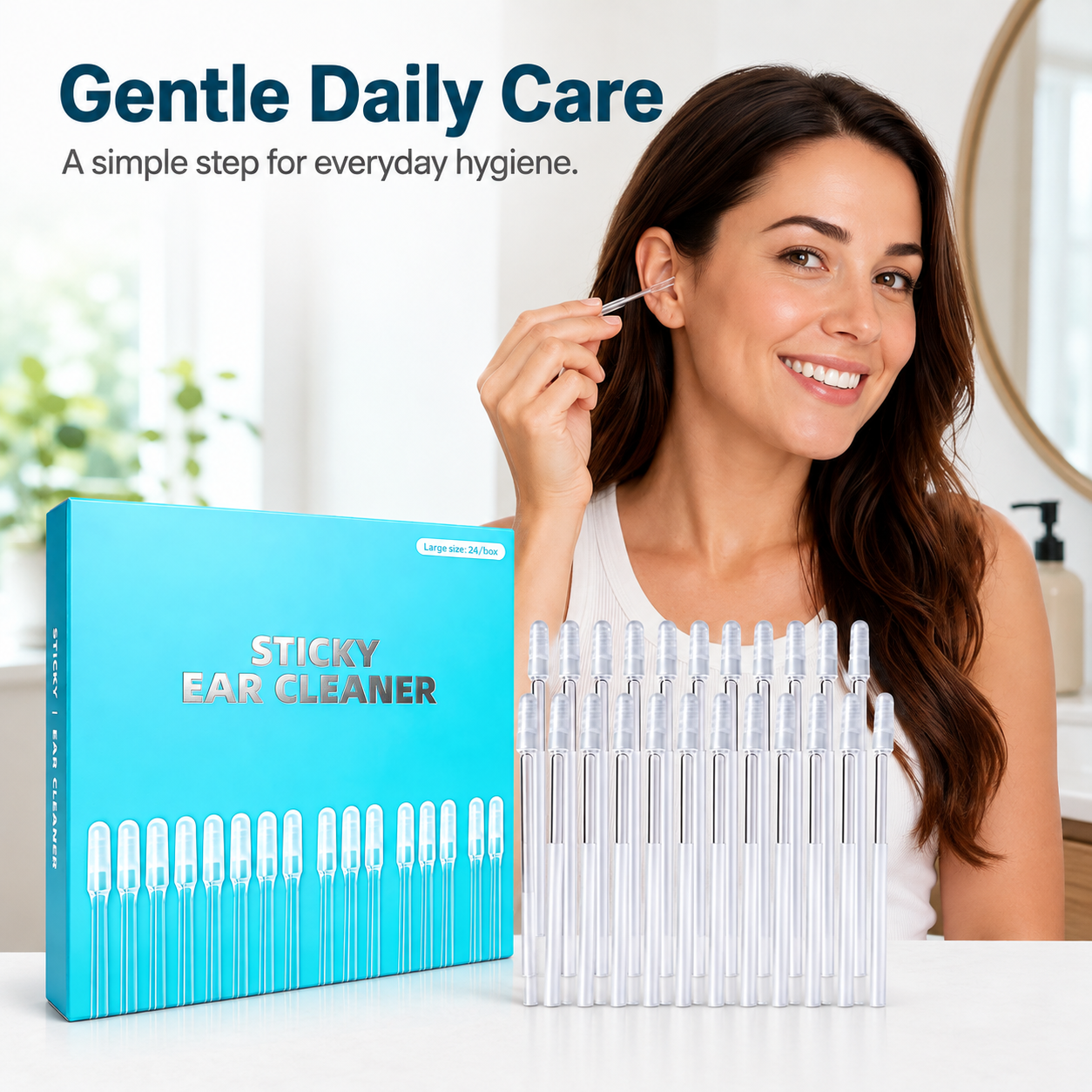 👂 24-Pack Sticky Ear Cleaner Swabs – Disposable Outer Ear Wax Cleaning Tool