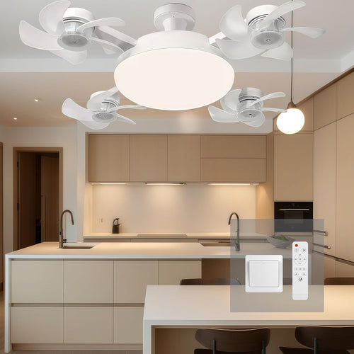 2026 New E27 Socket Ceiling Fan Light - 2-in-1 Silent LED Fan with Remote Control