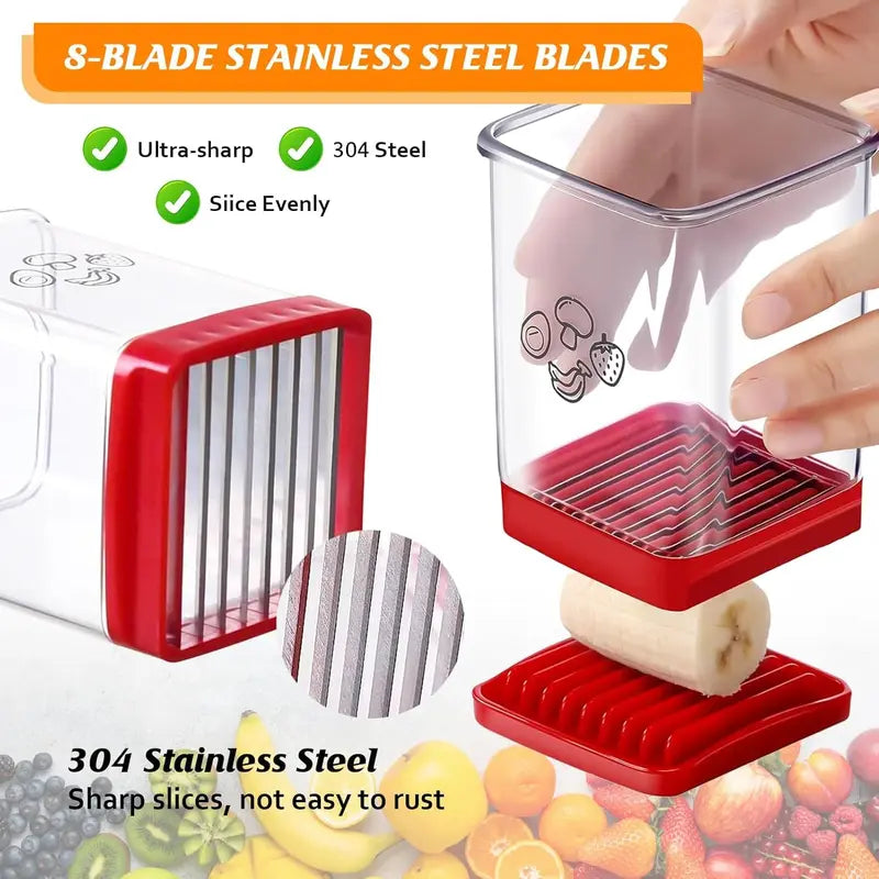 🍓🥚✨ Quick-Press Fruit & Egg Slicer – 8-Blade Stainless Steel Cup Cutter 🔪🍎🍇🥝