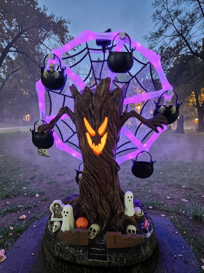 🎡 Animated Haunted Tree Ferris Wheel – Light & Sound Halloween Tabletop Decor