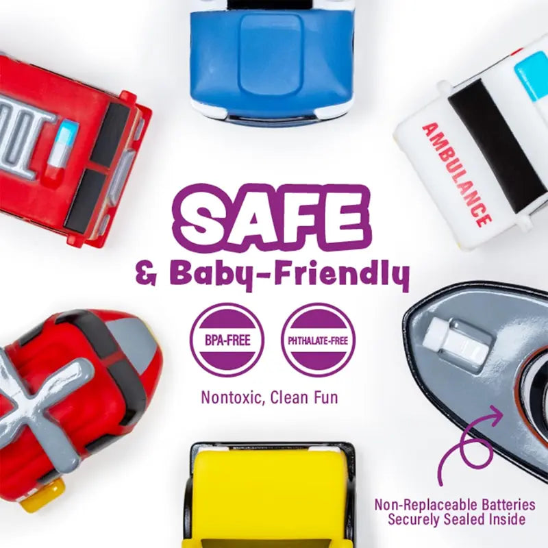 🔥Hot Sale⚡🛁 Emergency Car Light-Up Bath Toy Set 🚑& 🚒Water-Reactive Color Flashing Set 💦