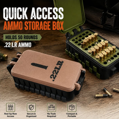 💥🔥Quick Access Ammo Storage Box – 50 Round Lift-Up Design Cartridge Organizer for Range & Storage