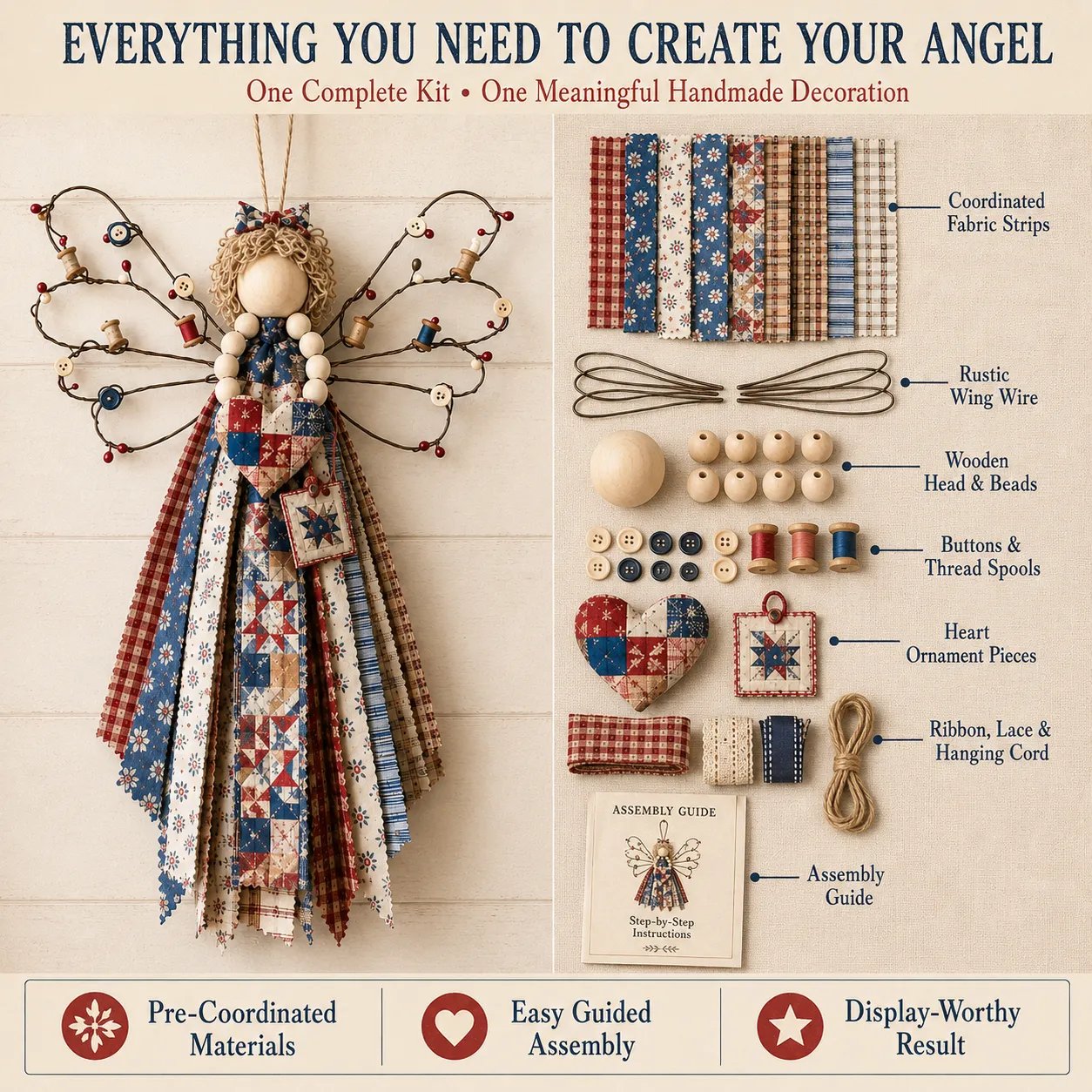🪽 Angel Fabric Hanging DIY Kit – Create a Beautiful Handmade Angel Decoration