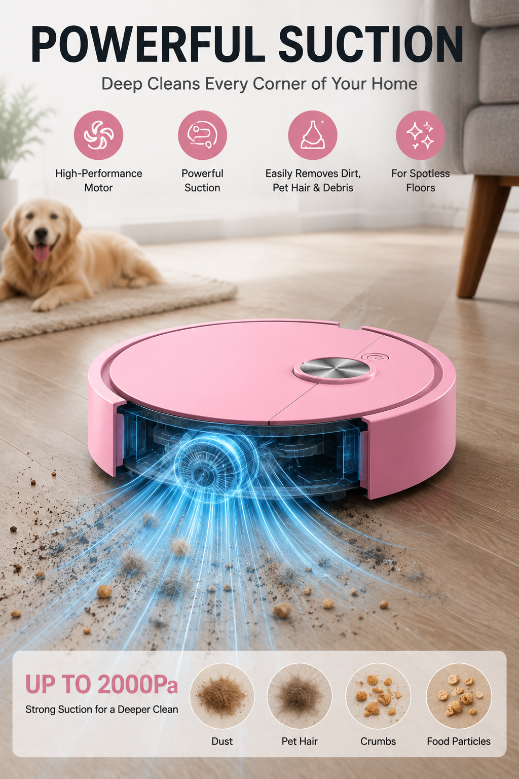3-in-1 Smart Robot Vacuum & Mop – Powerful Suction for Effortless Daily Cleaning