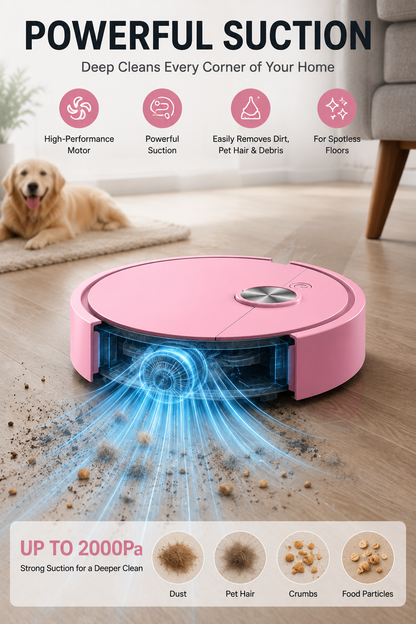 3-in-1 Smart Robot Vacuum & Mop – Powerful Suction for Effortless Daily Cleaning