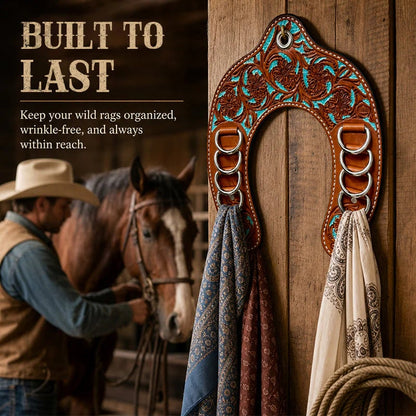 🔥 LAST DAY 57% OFF - Handcrafted Leather Horseshoe Wild Rag Holder | Western Scarf & Bandana Organizer (📦Buy 2 Free Shipping)