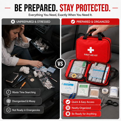 🏕️ 160-Piece First Aid Kit – Compact Emergency Medical Kit for Home, Car & Outdoor Travel