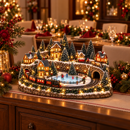 🔥 LAST DAY 50% OFF🔥Animated Holiday Train & Ice Rink Scene✨