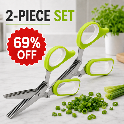🌿 5-Blade Stainless Steel Herb Scissors – Slice Green Onions, Parsley & Cilantro Faster ✨ 50% OFF