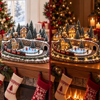 🔥 LAST DAY 50% OFF🔥Animated Holiday Train & Ice Rink Scene✨