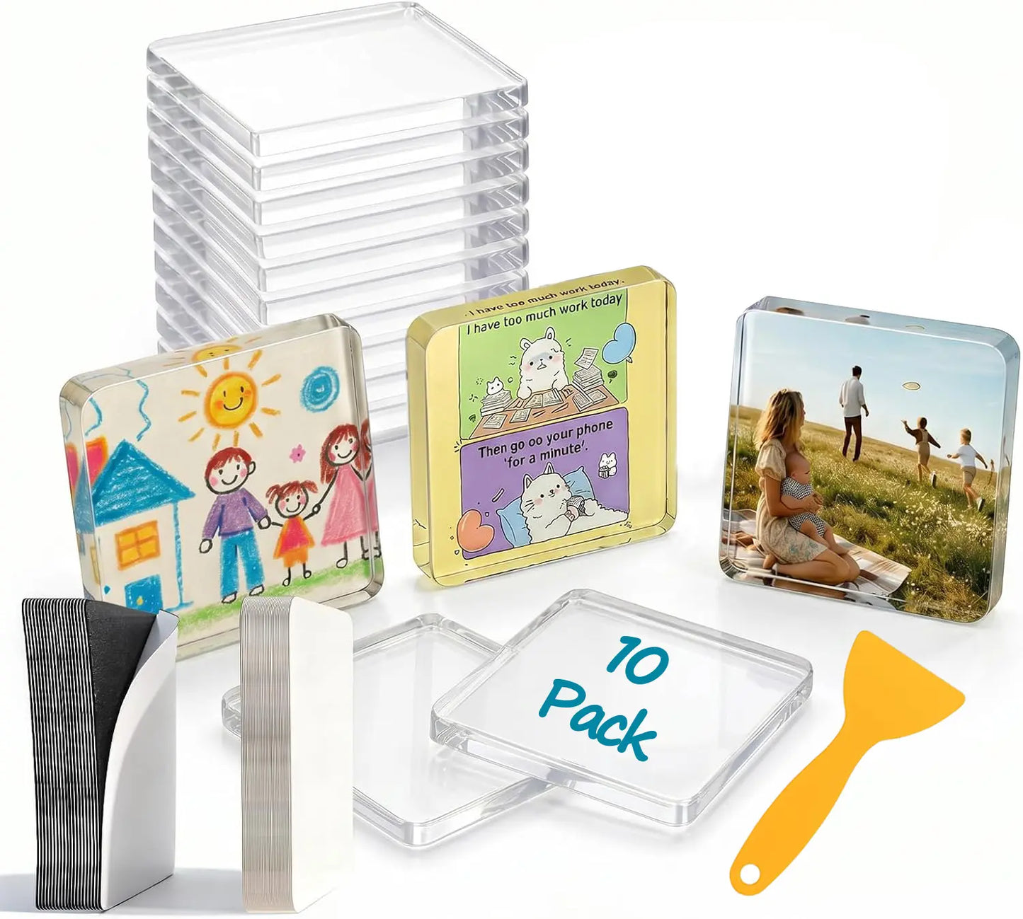 ☀️📸 2"×2" Clear Acrylic Magnetic Photo Frames – DIY Fridge Magnets for Summer Memories 🧲✨