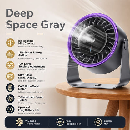 🏆80K+ SOLD🥇2026 SUMMER 49% OFF🔥Rechargeable Ice Misting Silent Cooling Fan