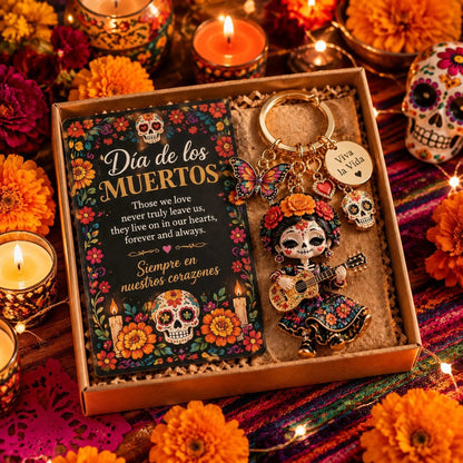 🌼 Día de Muertos Charm Keychain | 4 Colorful Floral & Skull-Inspired Styles 🎁
