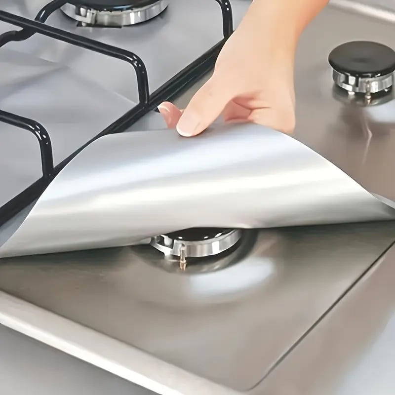 🥘 Reusable Gas Stove Burner Liners – 10.6 x 10.6 in | Heat-Resistant Cooktop Protector Mats | Set of 4 | ♻️
