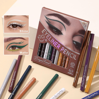 12 Colorful Eyeliner Pen Set, Pearl Glitter Metallic Eye Shadow Pencil