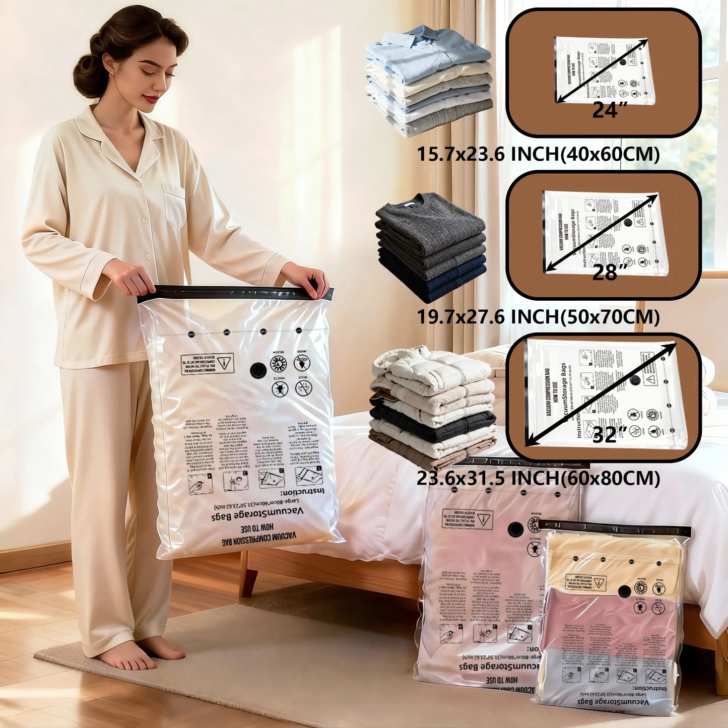 Hot Sale Travel Vacuum Storage Bags 15-Pack with USB Rechargeable Pump