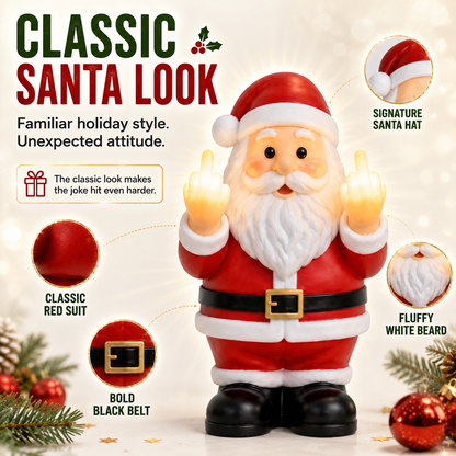 🎅 Mischievous Light-Up Middle Finger Santa Christmas Decor