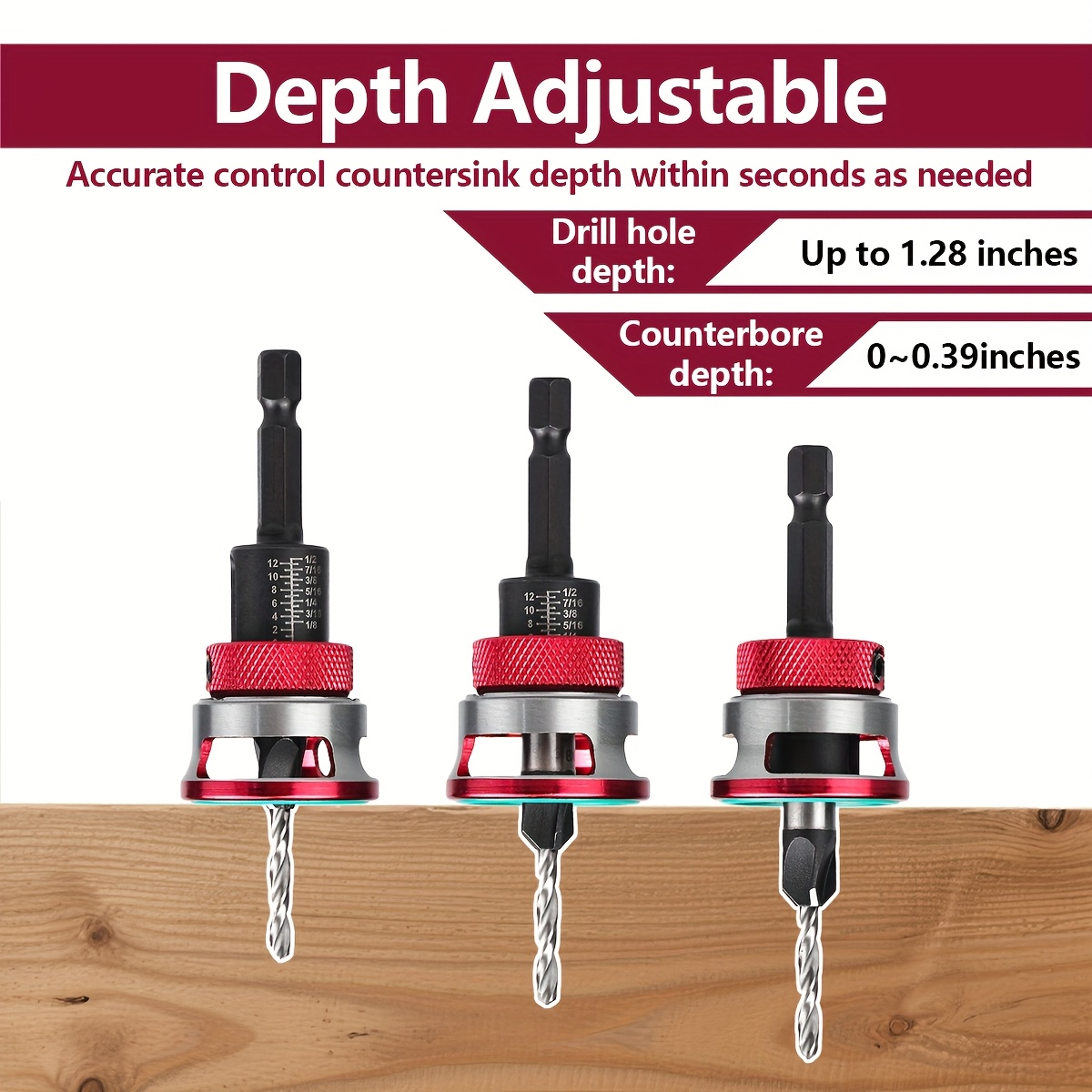 🔧 Countersink Drill Bit Set – Precise Depth Control, No Scratch Damage