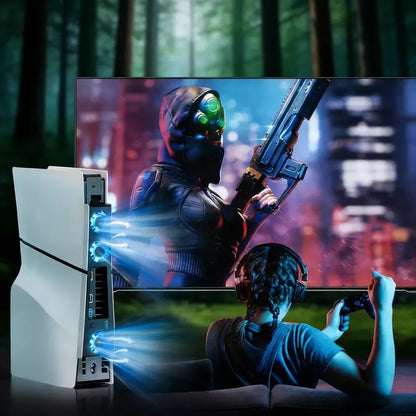 PS5 Slim Cooling Fan with LED‐Light | Plug‐Play External Cooler