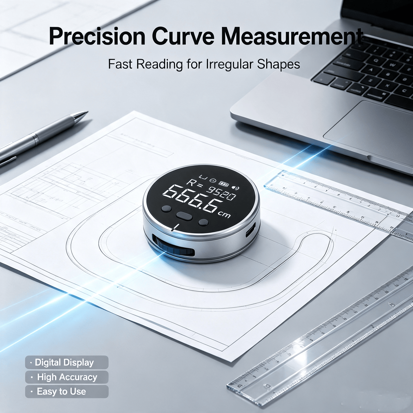 Digital Rolling Measuring Tool with LCD Displa