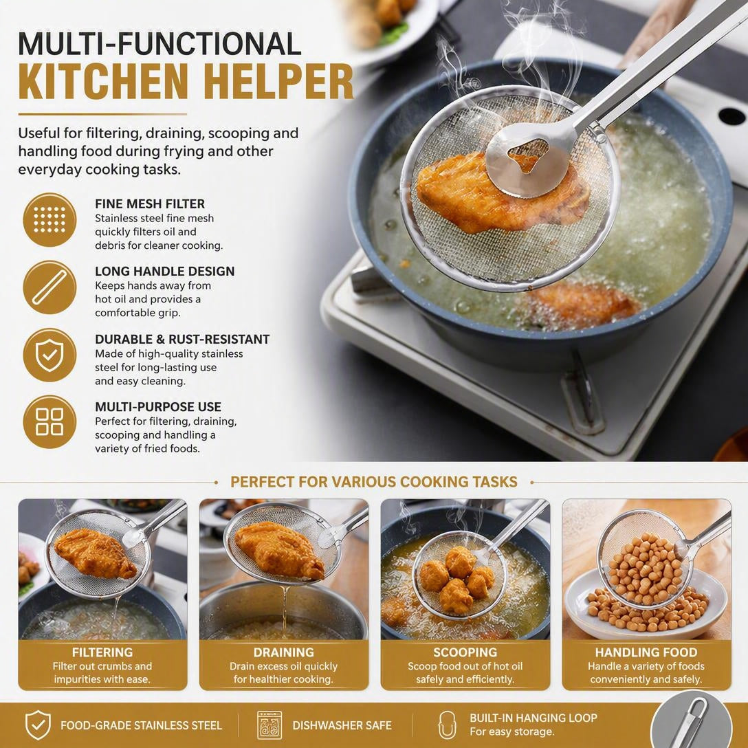Stainless Steel Oil Strainer For Deep-Frying Food