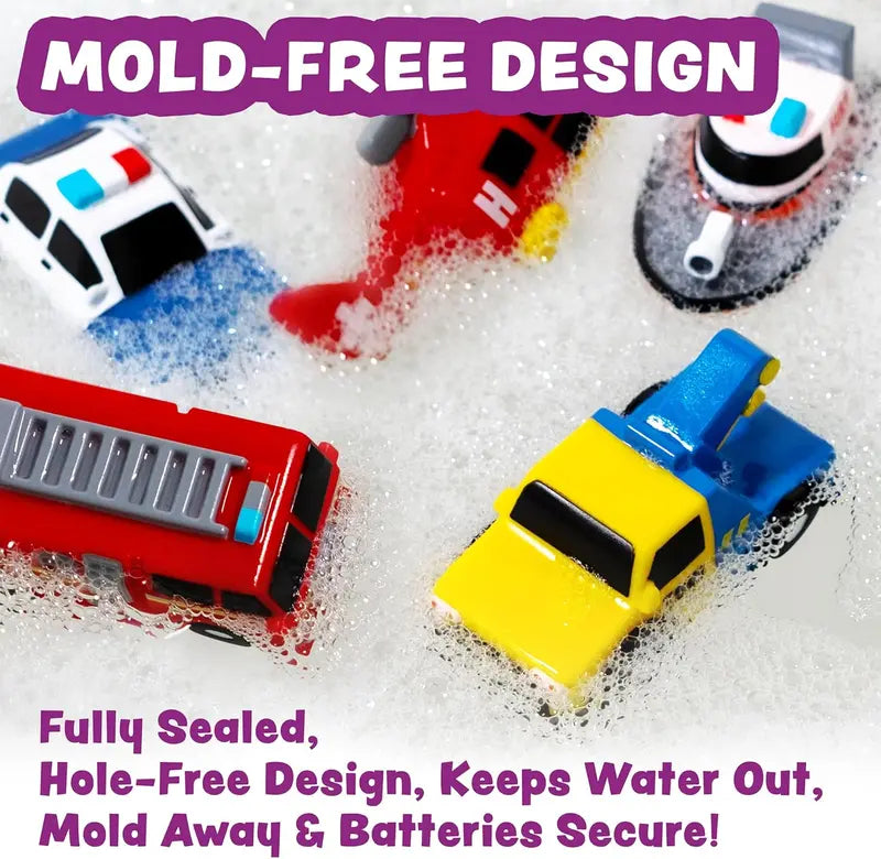 🔥Hot Sale⚡🛁 Emergency Car Light-Up Bath Toy Set 🚑& 🚒Water-Reactive Color Flashing Set 💦