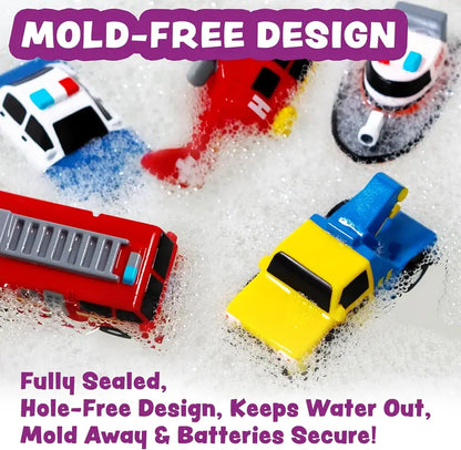 🔥Hot Sale⚡🛁 Emergency Car Light-Up Bath Toy Set 🚑& 🚒Water-Reactive Color Flashing Set 💦