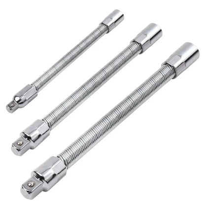 Flexible Socket Extension Bar Set – Bendable Ratchet Wrench Extensions for Tight Spaces, Carbon steel Automotive Repair Tool Kit