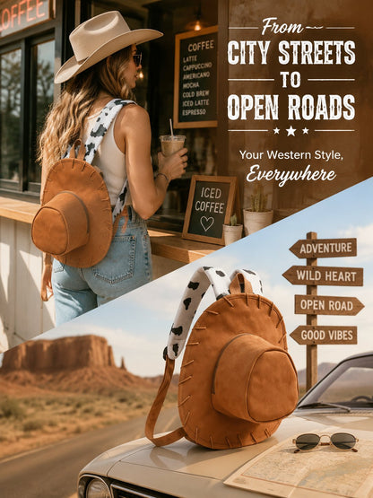 💥🏆Cowgirl Hat Backpack – Western Style Mini Backpack for Travel & Everyday Use