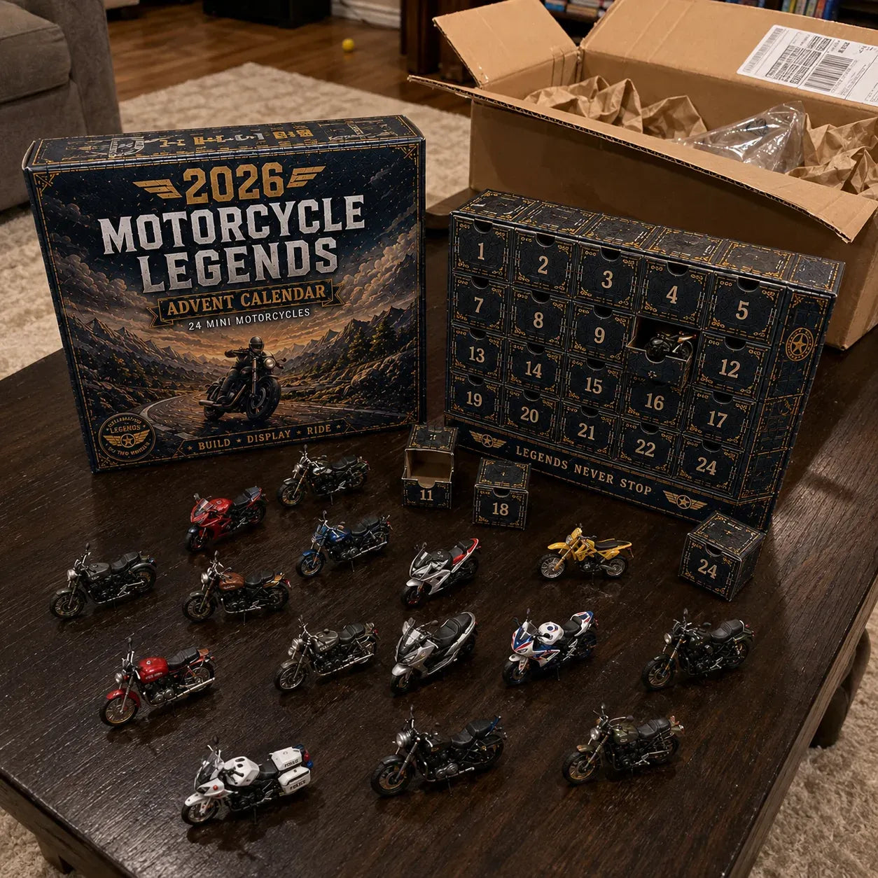 🔥🎁2026 Motorcycle Legends Advent Calendar – 24 Days, 24 Mini Motorcycles, 24 Legendary Rides