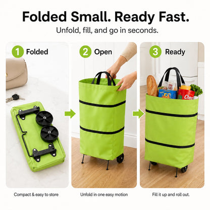 🛒 Large-capacity folding push-pull shopping bag - The perfect choice for large-scale shopping trips
